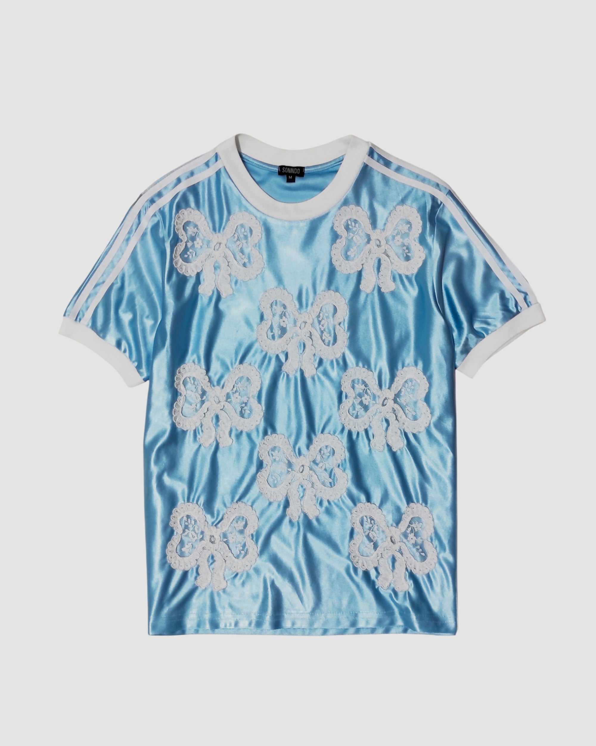 Camiseta celeste encaje