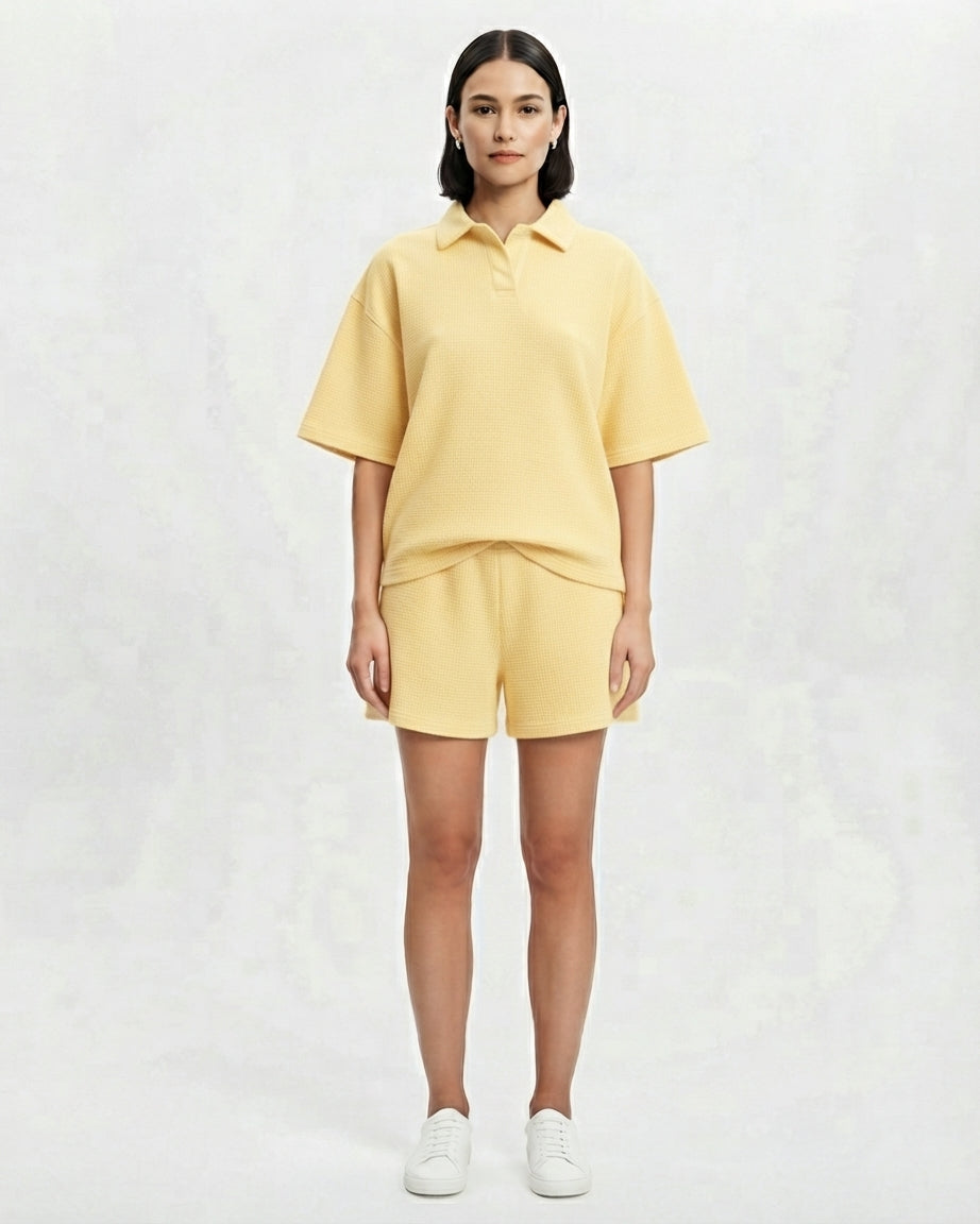 Conjunto polo oversize amarillo