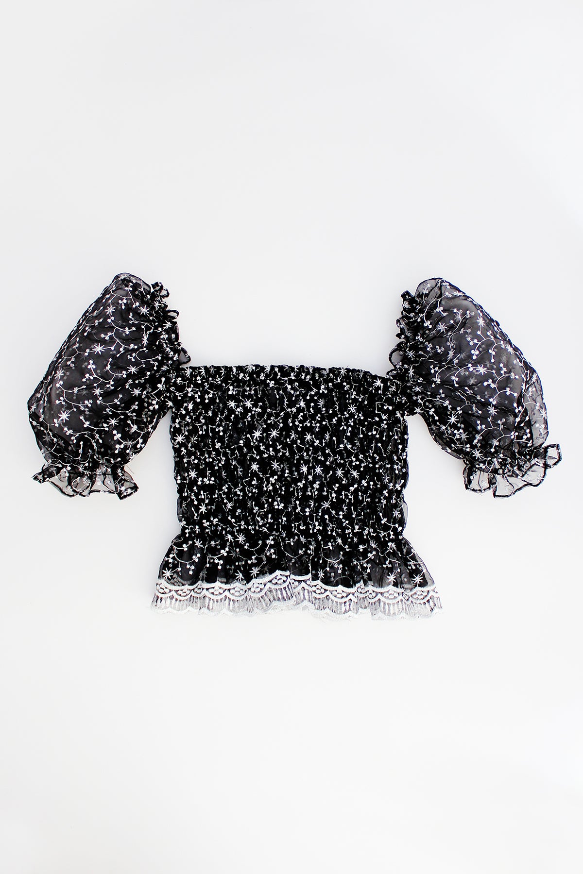 Peasant blouse with white flowers