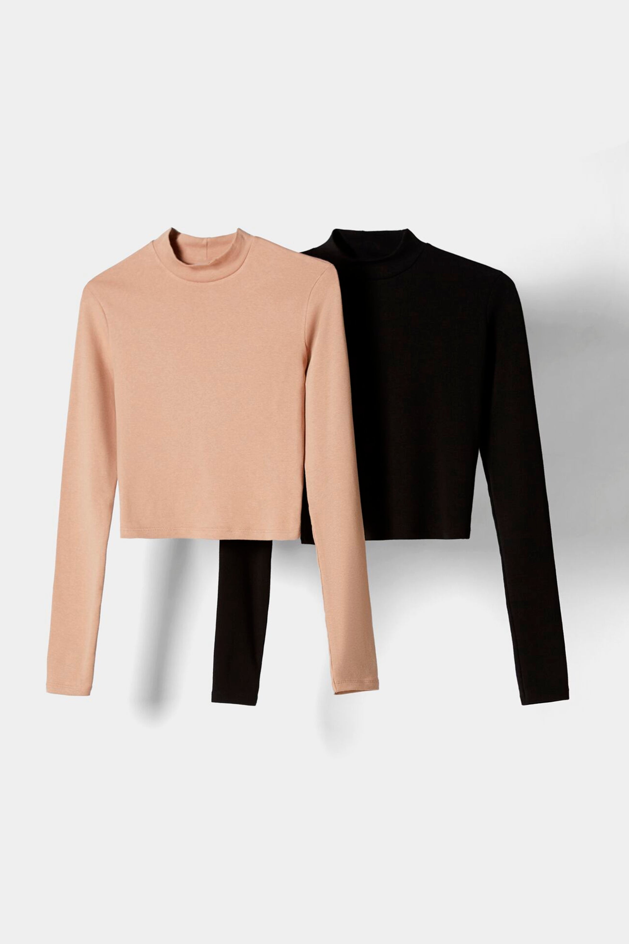 Pack 2 camisetas manga larga cuello alto