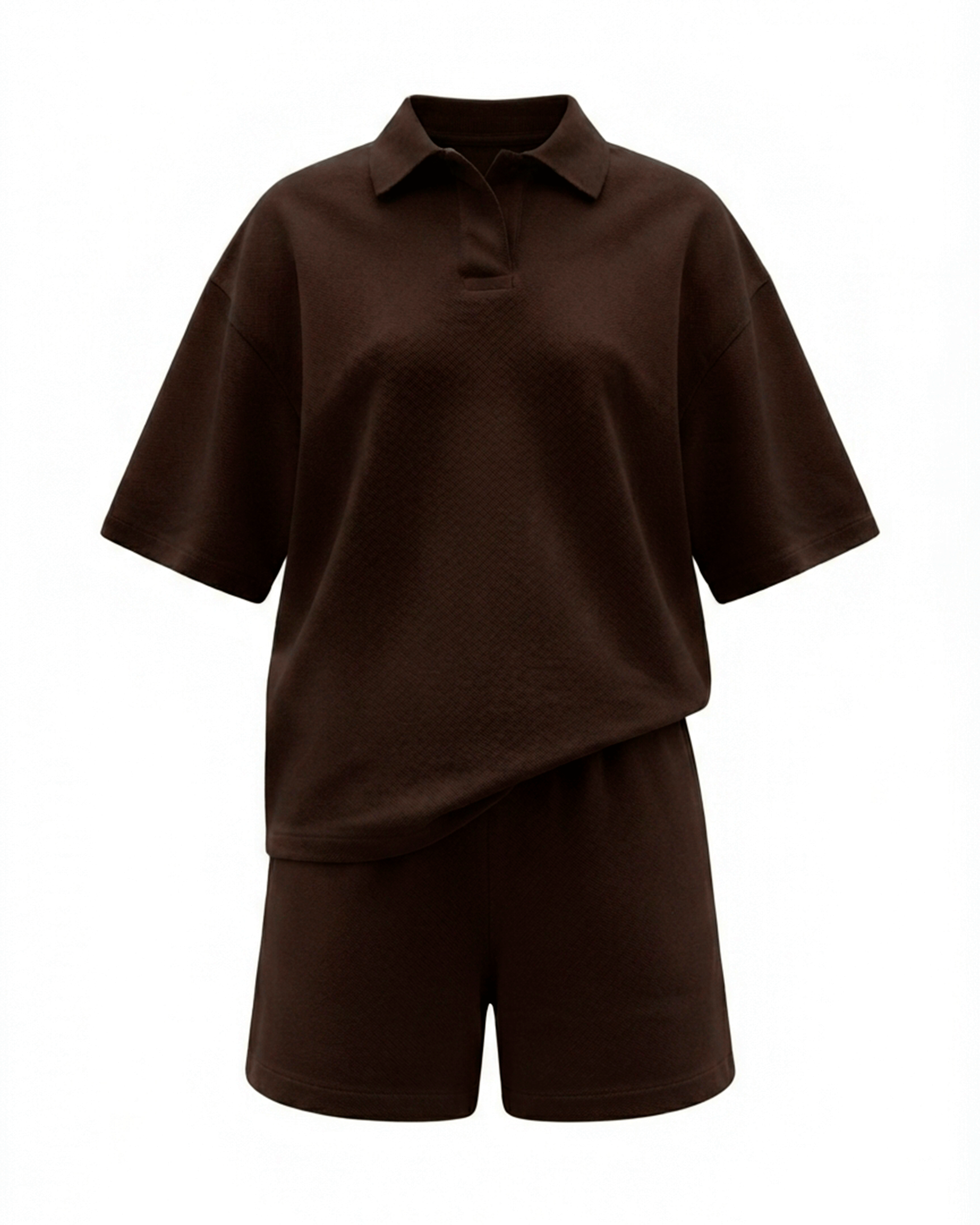 Conjunto polo oversize cafe