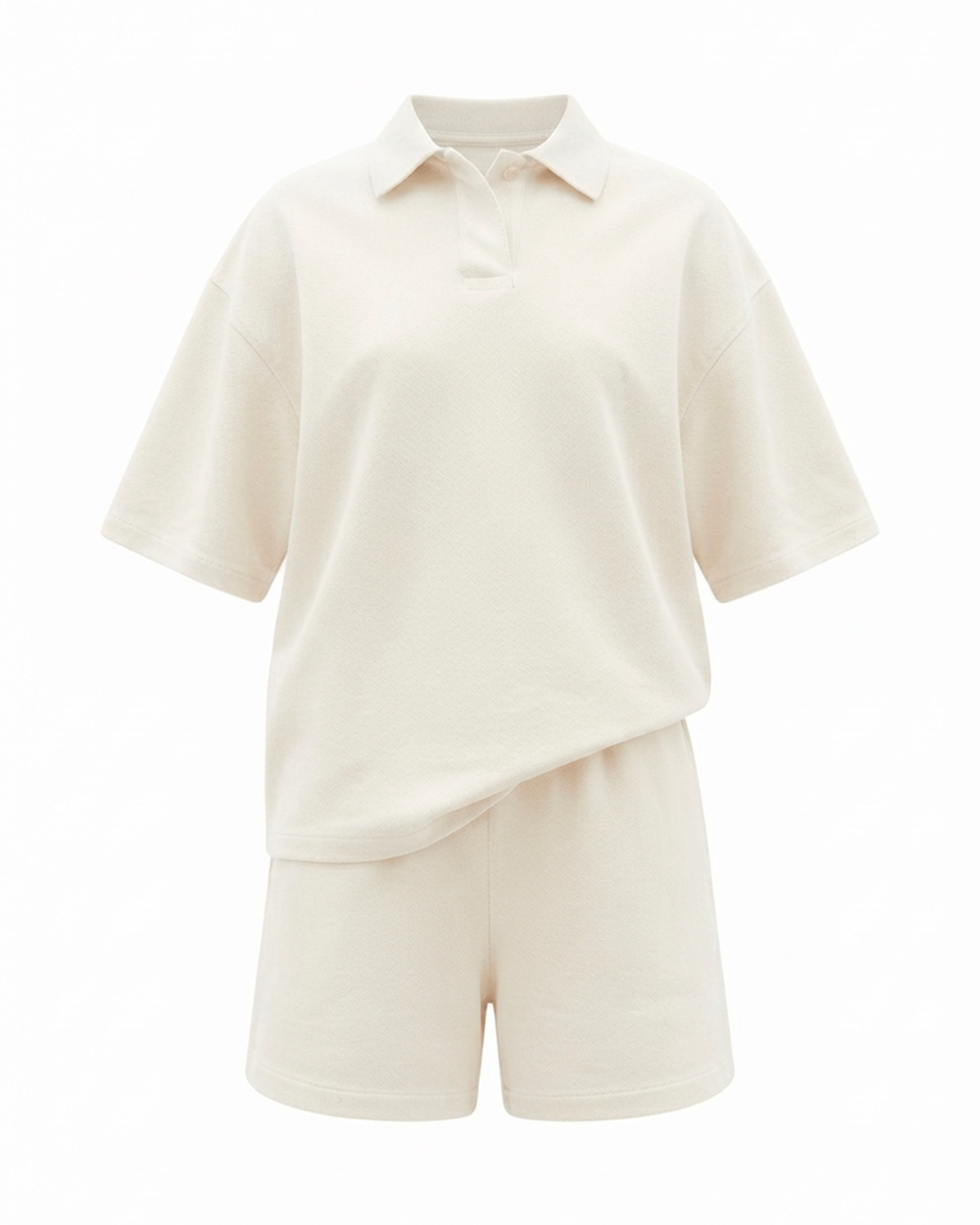 Conjunto polo oversize marfil