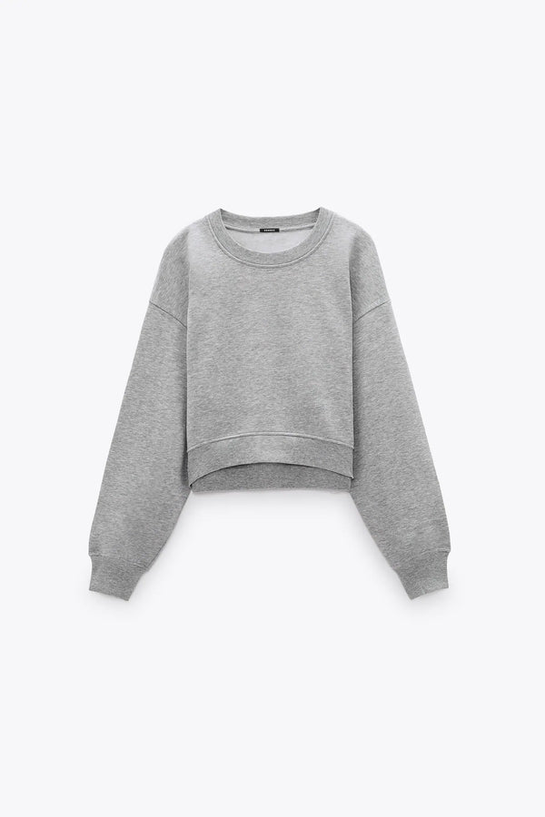 Sudadera básica gris corta